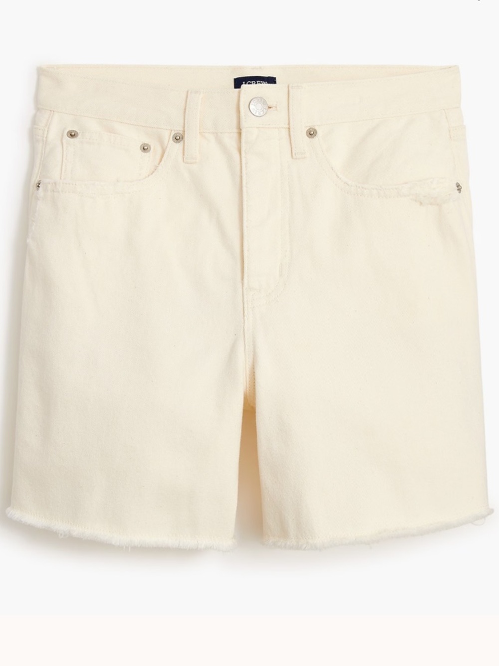 J. Crew Women’s High-Rise Cream Cutoff Denim Shorts